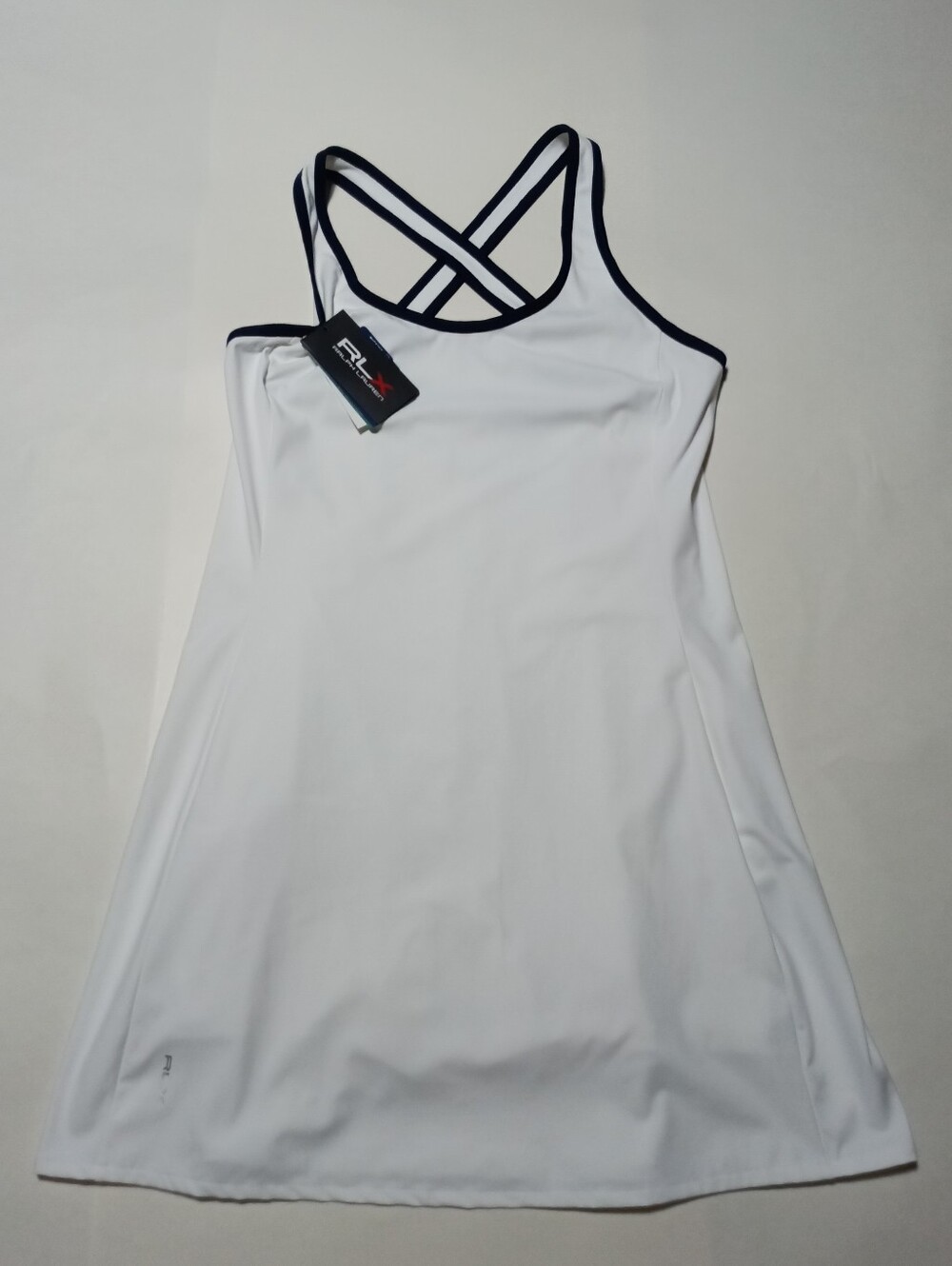 Ralph Lauren RLX Drywick Interlock White and Navy Strappy Sports Dress Size M - Picture 4 of 11